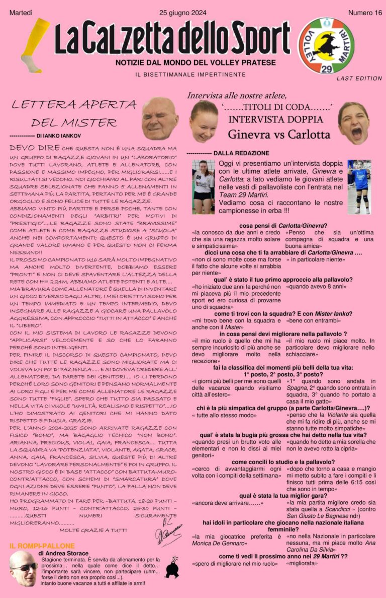 La Calzetta dello Sport Numero 16